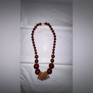 Handcrafted Wooden Bead Necklace in Rich Brown